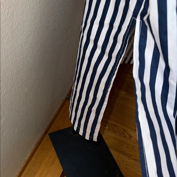 Steve Madden Navy and White Striped Oversize Maxi Painters Shirt Dress Women’s M - Picture 3 of 7